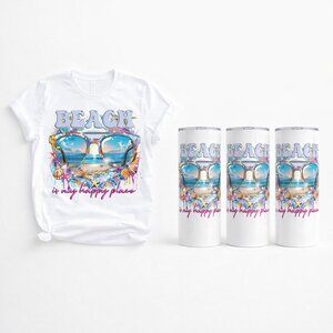 Beach Please T-Shirt And 20oz Skinny Tumbler Gift Set Bundle